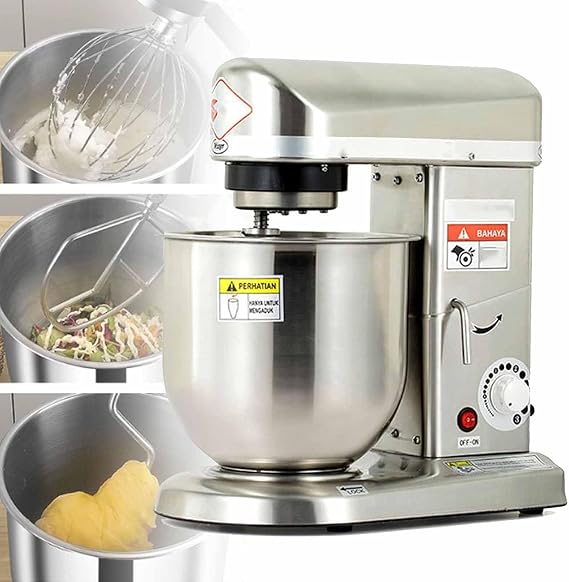 Professional Stand Mixer, 3 Speed 5L/7L/10L Mixing Bowl 500W Electric Mixer with Mixing Bowl, Beater & Dough Hook, Commercial Kitchen Cake Mixer & Dough Mixer,Silver-7L