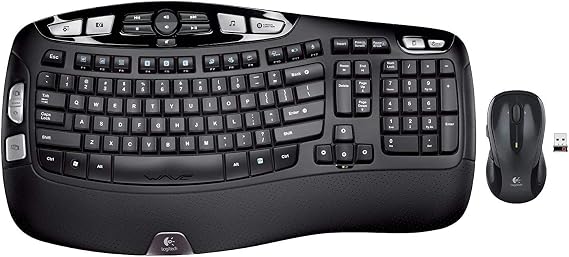 Logitech MK550 Wireless Wave K350 Keyboard and MK510 Laser Mouse Combo Includes Keyboard and Mouse, Long Battery Life, Ergonomic Wave Design and Wireless Mouse