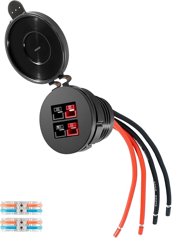 Dual Power Pole Panel Mount Housing with Weatherproof Cover for Anderson