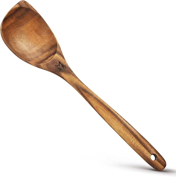 12.6 Inch Wooden Spoons for Cooking | Wood Corner Spoon, Wooden Cooking Utensils for Spreading, Cooking, Mixing