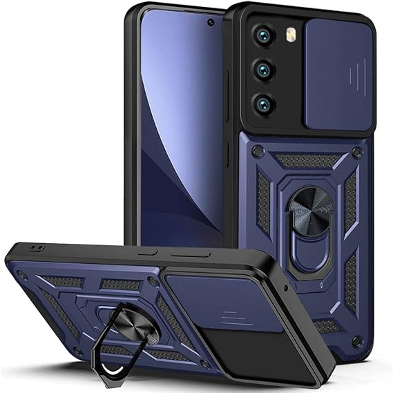 CSmall for Motorola Moto G51 5G Case with Slide Camera Lens Cover, Military Grade Shockproof with Rotating Ring Kickstand Case Cover for Motorola G51