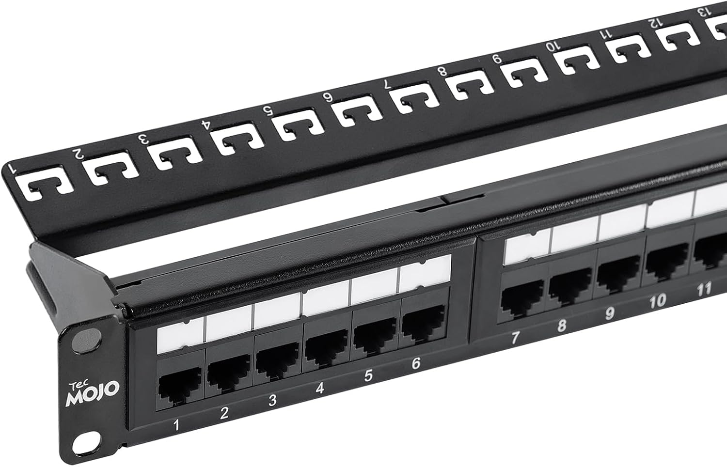 Tecmojo 24 Port Patch Panel, Cat6 Patch Panel, 1U Patch Panel, Network Patch Panel for Network Switch, Unshielded Patch Panel for 19 Rackmount Equipment, 10G Support with Cable Management