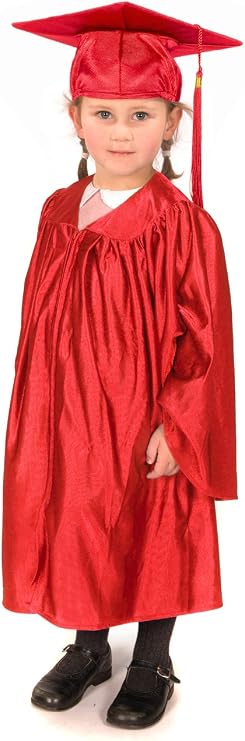 10 x Childrens graduation gowns (age 3-5) and matching cap (Red)