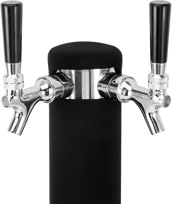 Beer Tower Cooler Insulator for 3" Diameter Dual Tap Beer Tower | Neoprene Sleeve, Stretchy, Strong Back Buckle, Condensation Control, Cold Beer Tower, Easy Setup Kegerator Tower Cooler