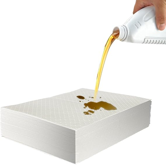 Absorbent Mat Pad, Economical Oil Absorbent Pads,Absorbs Liquids,20" x 15",White.
