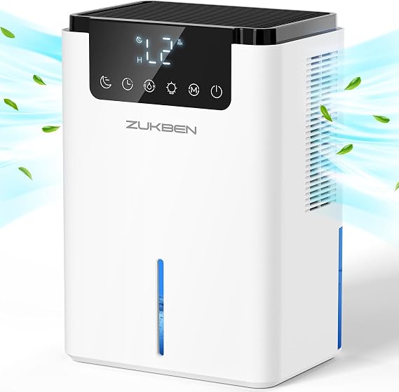 Dehumidifiers for Home,75OZ Water Tank,500 sq ft Quiet Dehumidifier with 2 Modes,Auto Shut Off,12H Timer,7 Color Ambient Light for Bedroom,Bathroom,RV,Basement(2200ML)