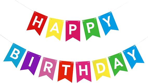 Rainbow Happy Birthday Banner Colorful Birthday Flag Bunting for Party Backdrop Decor, Happy Birthday Sign Party Supplies for Women Kids Baby Shower Hanging Decor