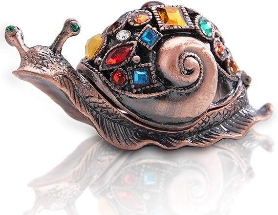 YU FENG Snail Trinket Box Hinged Jewelry Box Ring Holder Animal Figurine