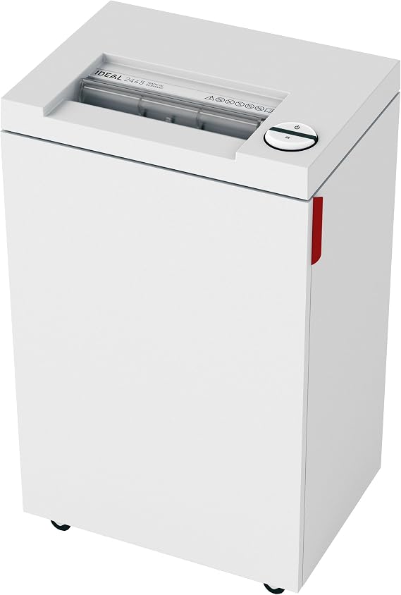 ideal. 2445 High Security Super Micro Cut Deskside Paper Shredder, Continuous Operation, 5-7 Sheet, 9 Gal. Bin, 1/2 HP Motor, P-7 Security Level