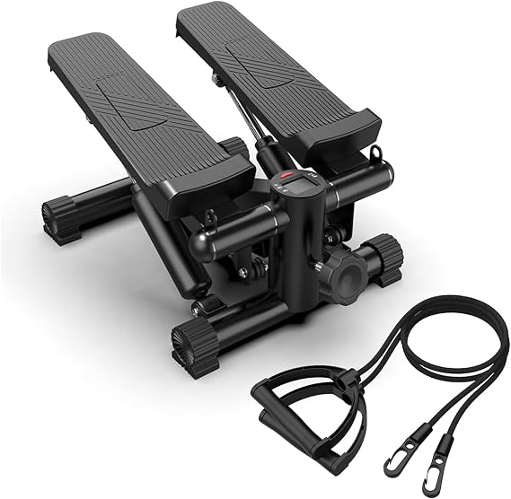 Mini Steppers for Exercise at Home, Stair Steppers Machine with Resistance Band, Hydraulic Fitness Stepper Exercise Home Workout Equipment for Full Body Workout