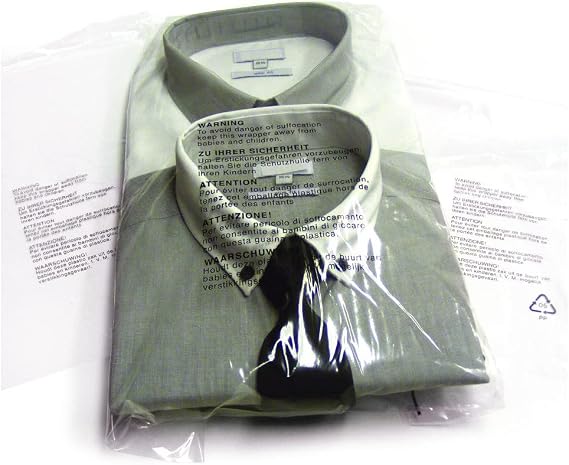 100 Clear Plastic SELF Seal Garment Clothing Bags with Safety Warning RESEALABLE Peel & Seal Polypropylene Clothes T-Shirt Shirt Display Postal Packing Postage Sacks MAILERS (10" X 12")