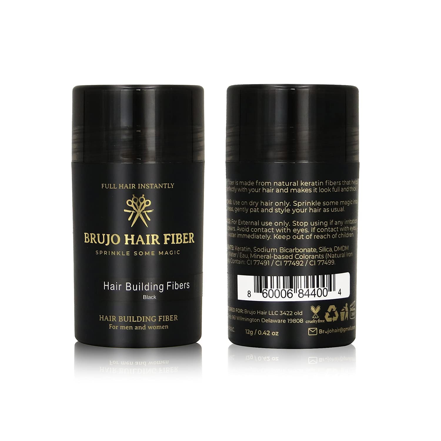Brujo Hair Building Fibers, Medium Brown, 12g - Instantly Thicker y looking Hair - Covers bald spots and thinning spots for men and women