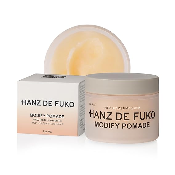 Hanz de Fuko Modify Premium Mens Hair Styling Pomade for a Medium Hold, High Shine Ideal Texture Product for All Hair Types, Includes Premium Ingredients Such as Shea Butter 2 oz, Travel Size