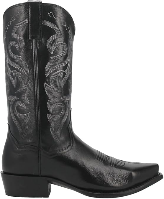 Dan Post Mens Milwaukee Embroidered Pull On Snip Toe Casual Boots Mid Calf - Black