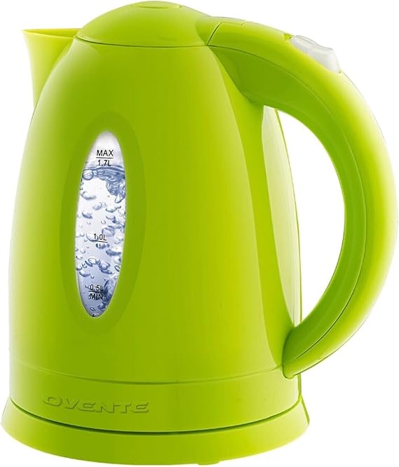 Ovente 1.7L Electric Kettles - Fast Boiling Water Heater and Warmer for Tea and Coffee Pot in White and Green