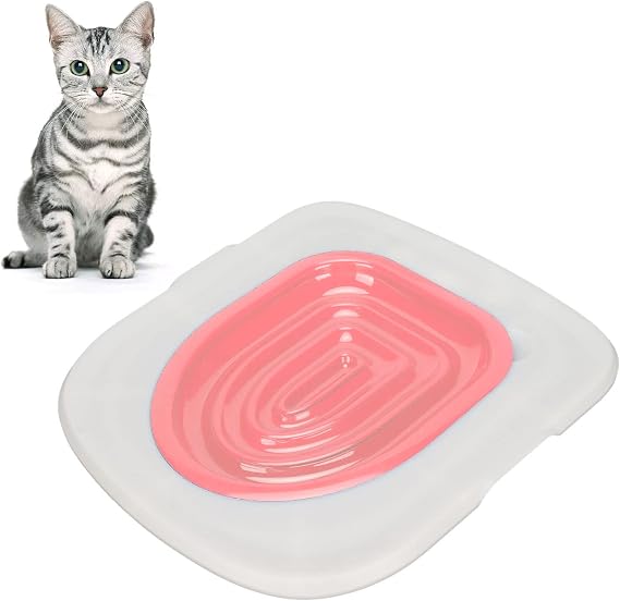 Cat Training Kit - Teach Kitten To Use Toilet, Universal Reusable Kitty Toilet Trainer (White Tray, 1 Pink Inner Support)