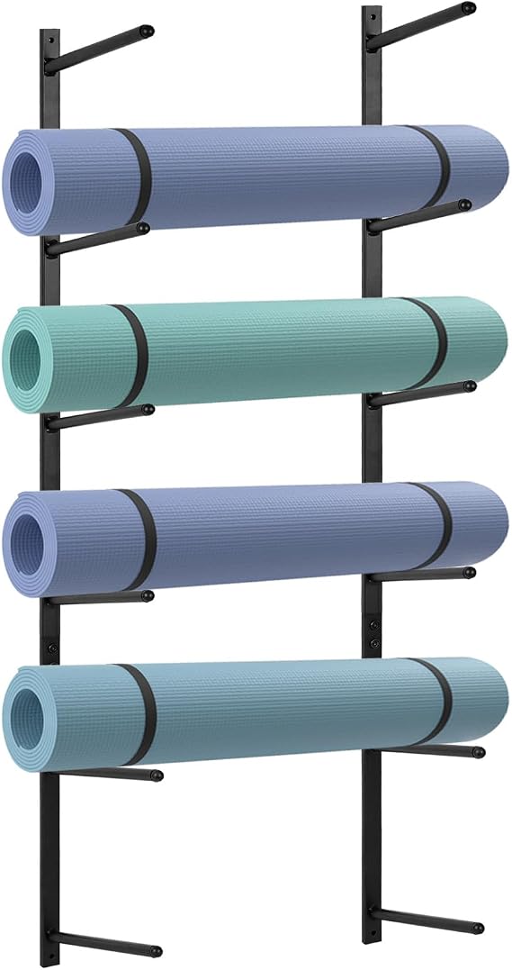 Yoga Mat Holder Wall Mount Yoga Mat Storage Holder Yoga Mat Organizer Skateboard Wall Mount for Foam Rollers Skateboard Ski Board
