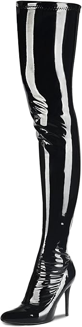CAMSSOO Women's Thigh High Boots Pointy Toe Side Zip Stiletto High Heels