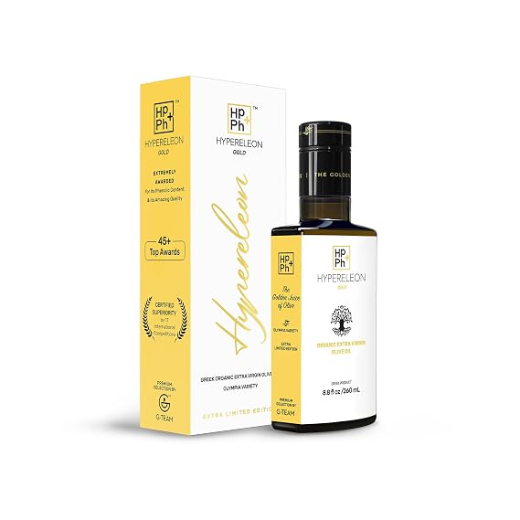 HYPERELEON GOLD | Premium, Organic, Extremely High Phenolic, Greek Extra Virgin Olive Oil 100% Pure & Natural | Bio & Unfiltered | 85 Top INTERNATIONAL Awards | 260ml (Pack of 1)