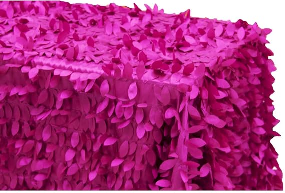 CVL 1 Pc, Leaf Petal Taffeta Tablecloth 90"X132" Rectangular - Fuchsia(Machine Washable) for Wedding Or Events Decor