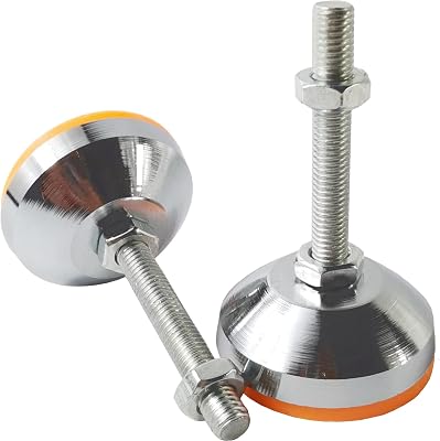 GXXMEI M10xH100 Leveling Feet Carbon Steel Adjustable Leveler Scaffold Leg Rubber Floor Levelers 2.3 Dia. Base, 1000 LB Capacity-Shockproof Cabinet Machine Levelers
