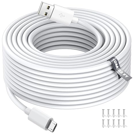 ASKUBSKU 10m/33FT Micro USB Power Extension Cable for Home Security Camera