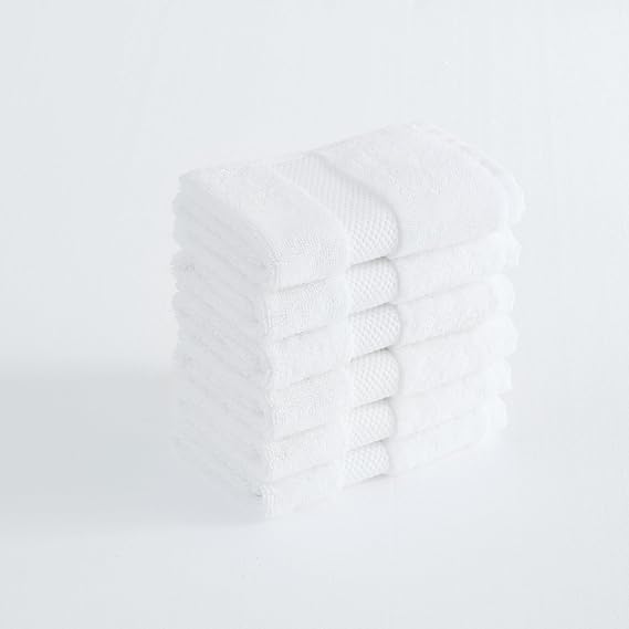 Turkish Cotton Towels White Cotton 6-Piece 6 Pack Wash Cloth, Solid Color Themed, for Men and Women, Oeko-TEX Certified Confidence