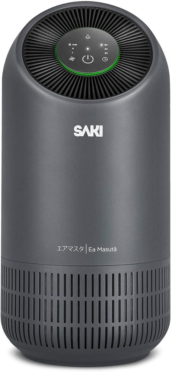 SAKI True HEPA H13 Filter Air Purifier for Bedroom, Home or Office to Purify Air in Rooms up to 129 Square Feet, With Smart Air Quality Monitor