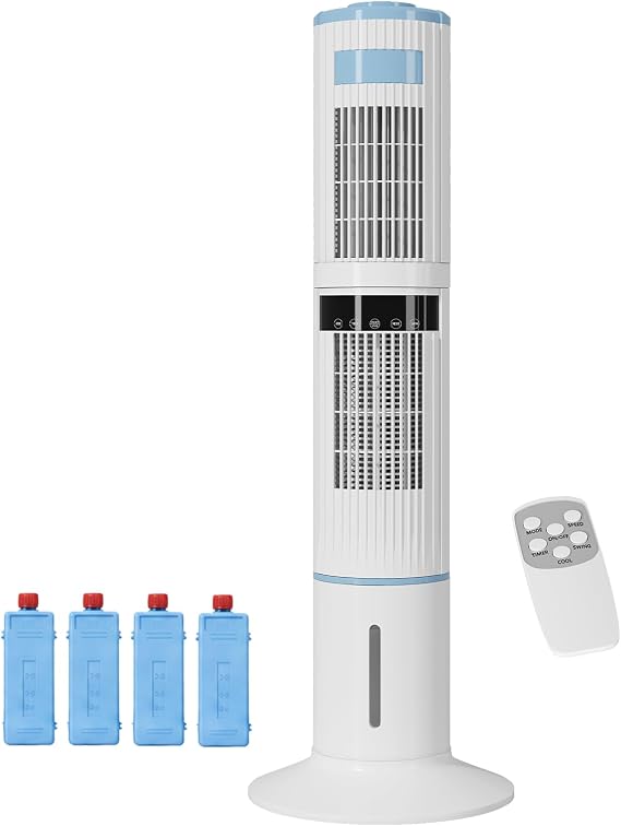 TABU Evaporative Air Cooler, 47"H Portable Swamp Cooler, White