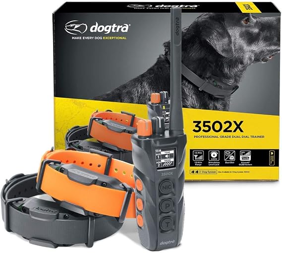 Dogtra 3502X Long Range IPX9K Waterproof 1.5-Mile 2-Dog Expandable Dual DIAL Remote Dog Training E-Collar for Professionals Competition and Working Dog Trainers