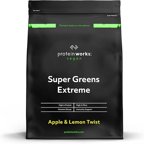 Protein Works Super Greens 360 - Gold Apple & Lemon 250 g Advanced Greens Powder 159 Health Benefits Spirulina Antioxidants Superfoods & Adaptogens Vegan 20 Servings