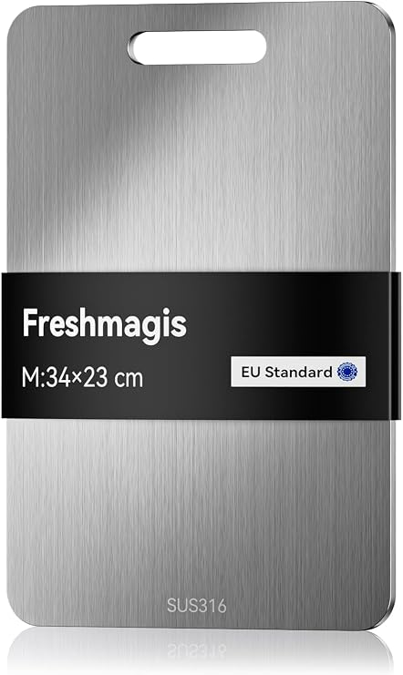 Titanium Chopping Board with Double-Sided Use, Premium Stainless Steel Chopping Board for Kitchen, Easy to Clean, Sturdy and Durable, Antibacterial and Odorless (33.5 × 23 cm)