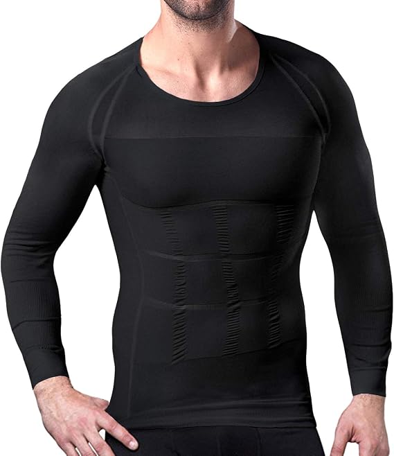 NonEcho Mens Slimming Body Shaper Seamless Compression Shirt Tummy Control Gynecomastia Undershirt