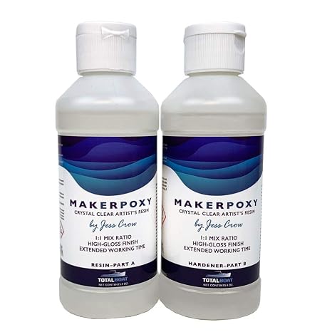 TotalBoat MakerPoxy Crystal Clear Artist Resin by Jess Crow - Pint Kit | 2-Part Epoxy Formula; Use for Resin Art and Castings; Tintable with Pigments and Dyes; UV Resistant for Outdoor Use; Low VOCs