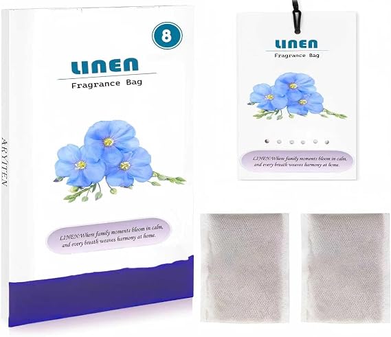 Aryiten 8 Packs Large Linen Scented Sachets for Closet Deodorizer Drawers, Hanging Long Lasting Potpourri Bags Home Fragrance Air Freshener
