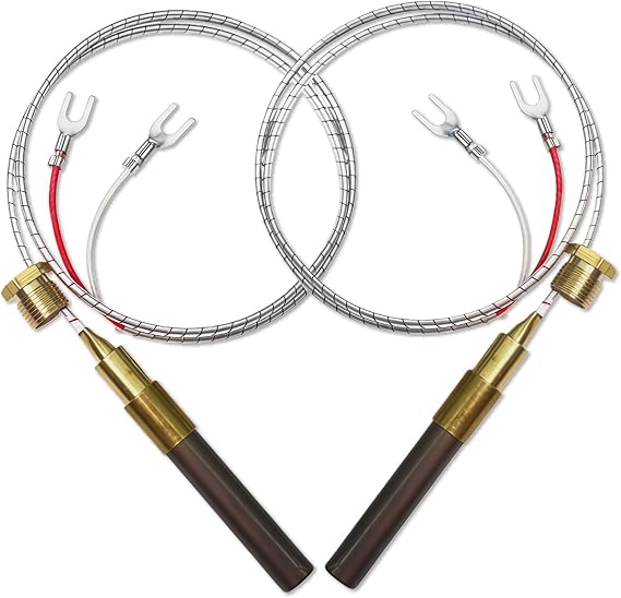 2-Pack Q313A Thermopile 750mv 24 Inch for Gas Fireplace Water Heater | Compatible with Heatilator Glo Heat Stove Oven Fryer Thermoelectric Generator, Millivolt Thermocouple Replacement Part
