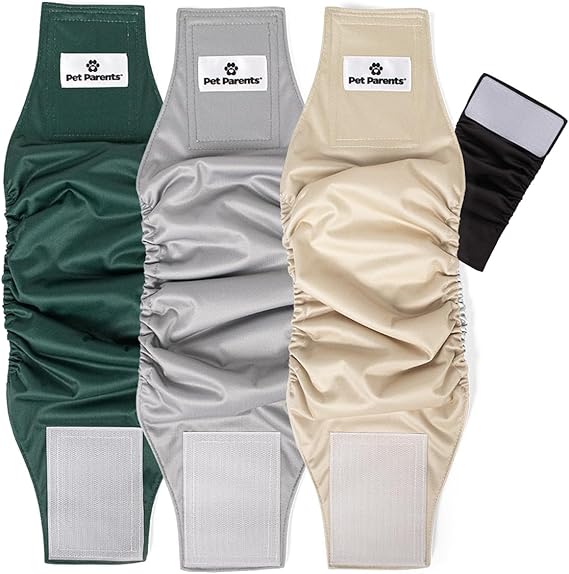 Pet Parents Washable Belly Bands for Male Dogs (3pack) + Extendrs of Durable Dog Diapers Male, Premium Male Dog Diapers & Dog Wraps (X-Small, Spruce)