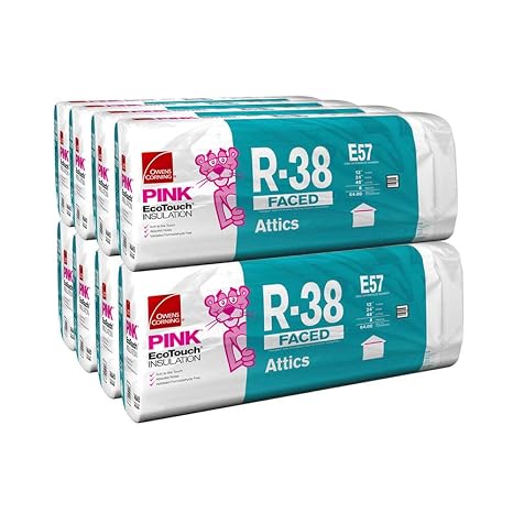 Owens Corning 512 SQFT 8 Bags of R 38 Kraft Faced 24 by 48 Fiberglass Fits 2X12 attic