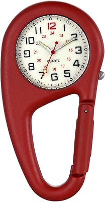 JewelryWe Men Women Clip-on Watches Quartz Luminous Face Backpack Watch for Outdoor Climbing Buckle Belt FOB Carabiner Watch for Valentines Day