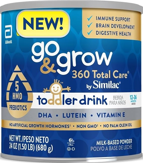 Go & Grow 360 Total Care by Similac Toddler Nutritional Drink, Has 5 HMOs, Powder, 24-oz Can