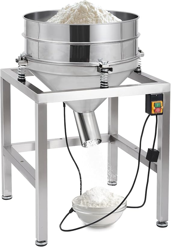 Automatic Powder Sifter Machine, 110V Electric Flour Sieve Shaker with 40 Mesh & 100 Mesh Stainless Steel Screens, High-Speed Sifting Machine for Baking, Food