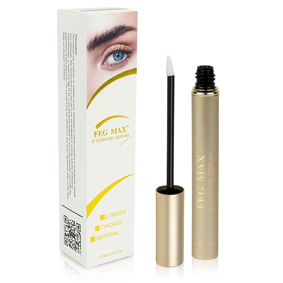 FEG Max Eyebrow Growth Serum Extra Strength Peptide Formula for Thicker, Fuller, Darker Brows | Prostaglandin-Free, Vegan, Hormone-Free | 6ml (6-Month Supply)