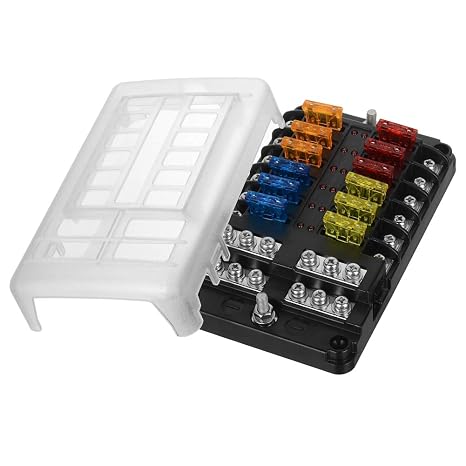 Fuse Block Blade Fuse Box Holder, 12 Way | Car ATO/ATC, Waterproof with LED Indicator, Protection Cover, For Automotive Truck Boat Marine Bus RV Van