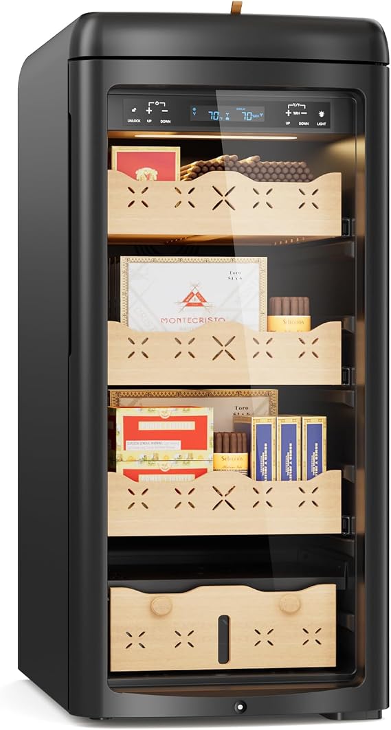 Electric Cigar Humidor, 115L, 900 Count, Temperature Control | Humidity Control, Spanish Cedar Interior, Digital LED Display, Lockable Cabinet, Home & Wine Cellar