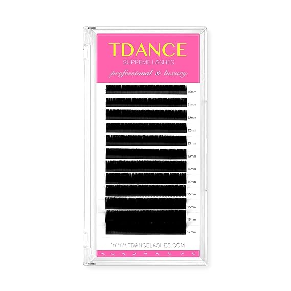 TDANCE Lash Extension Matte Black Eyelash Extension C CC D DD J B L Curl Volume & Classic Lash Extensions 0.03-0.18mm Thickness Professional Salon Use(0.03-C,10-17 mm)