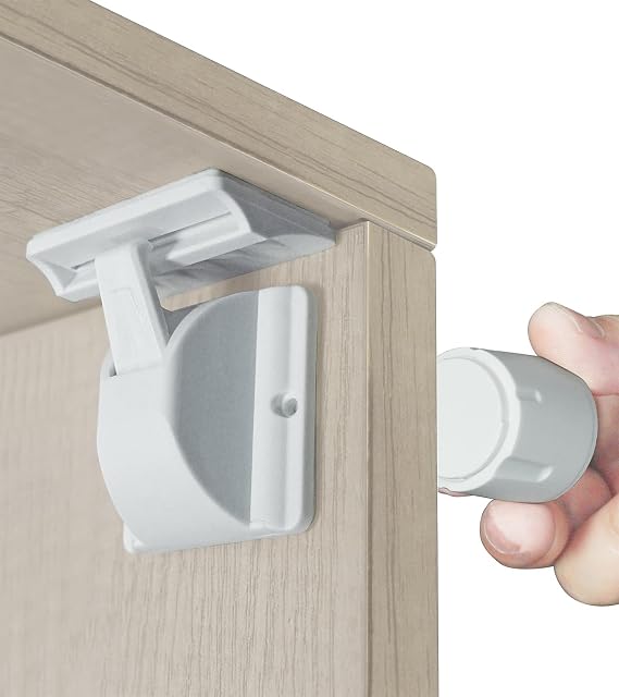 Magnetic Cabinet Locks for Baby Proofing - 16 Locks 3 Keys, Child Safety Locks for Cabinets, Drawers & Cupboards- No Drilling Easy Install by DOMILE