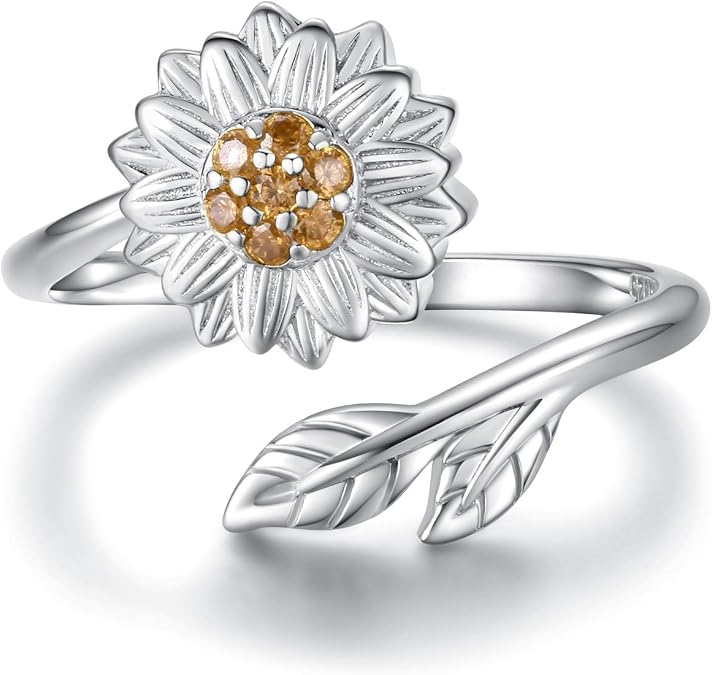 Sariel Sunflower Cremation Ring for Ashes 925 Sterling Silver