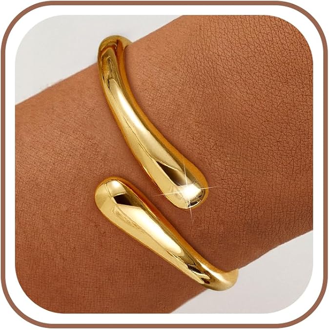 Eaciy Gold Bracelets for Women Trendy - 14K Gold Plated Bangle Bracelet Chunky Adjustable Twist Cuff Gold Bracelet Non Tarnish Waterproof Jewelry for Women Gifts