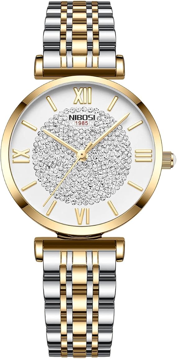 NIBOSI Women's Watch Analog Quartz,Silver Gold Rose,Waterproof Stainless Steel