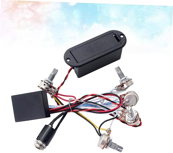 FAVOMOTO Band Equalizer Eq Preamp Circuit for Active Bass Pickups Volume Tone Control Wiring Harness Set for Enhanced Bass Guitar Sound Model Black